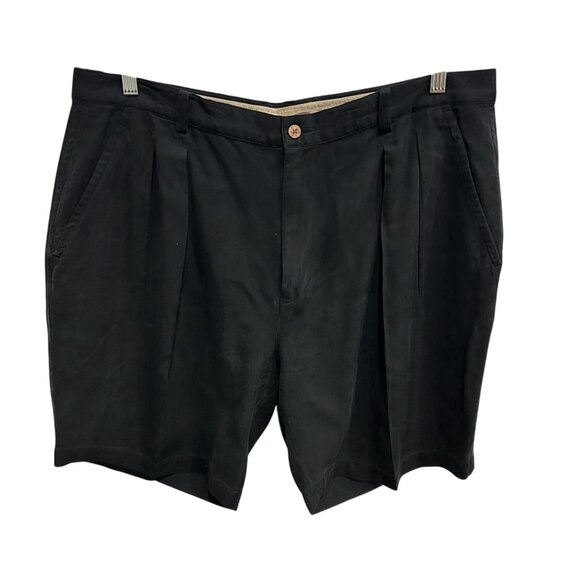 Tommy Bahama Mens Black Silk Pleated Shorts Size 40 - Picture 1 of 8